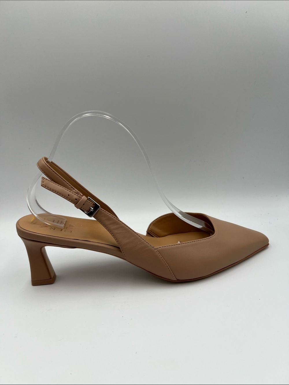 Naturalizer Dalary slingback pump heel leather shoe tan nude pointed toe new 12